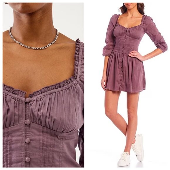 NWT BDG Urban Outfitters Lydia 3/4 Sleeve Corsetry Mini Dress, size X Small - Picture 11 of 11